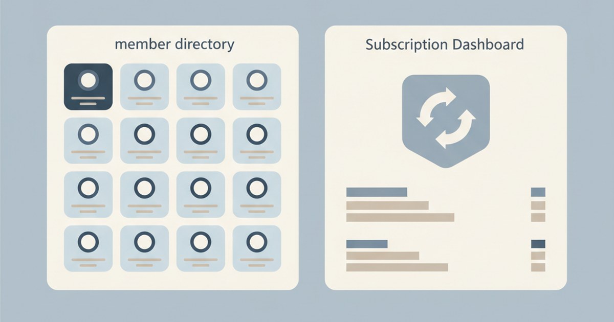 Side-by-side cards comparing four WordPress membership plugins.