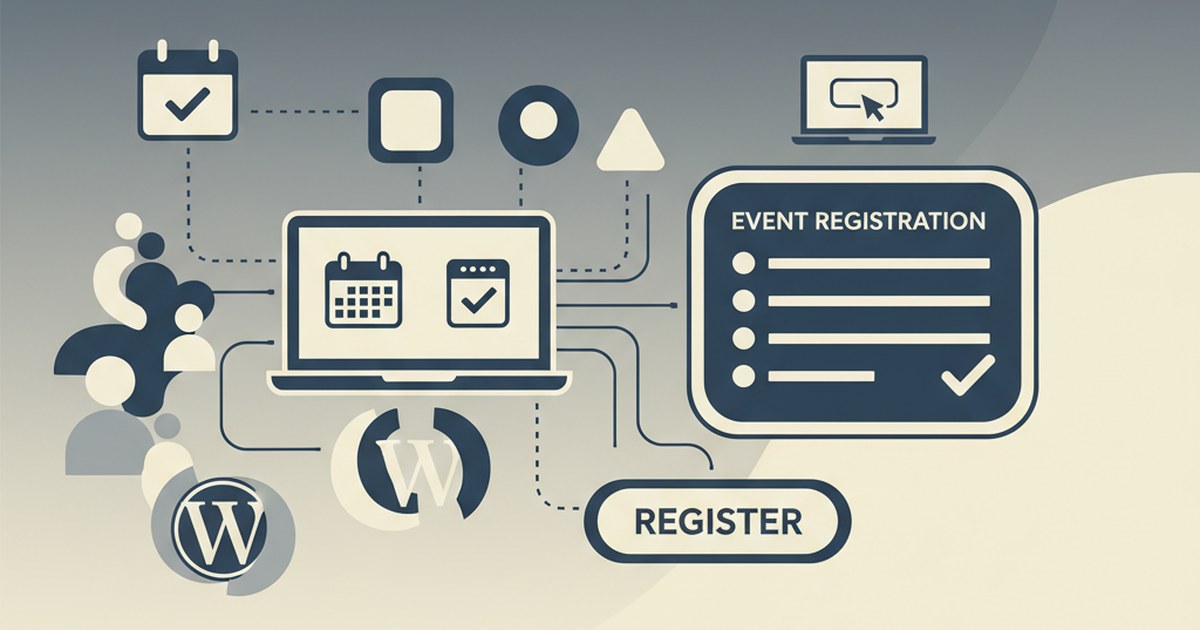 Editorial illustration supporting the article on event registration wordpress.
