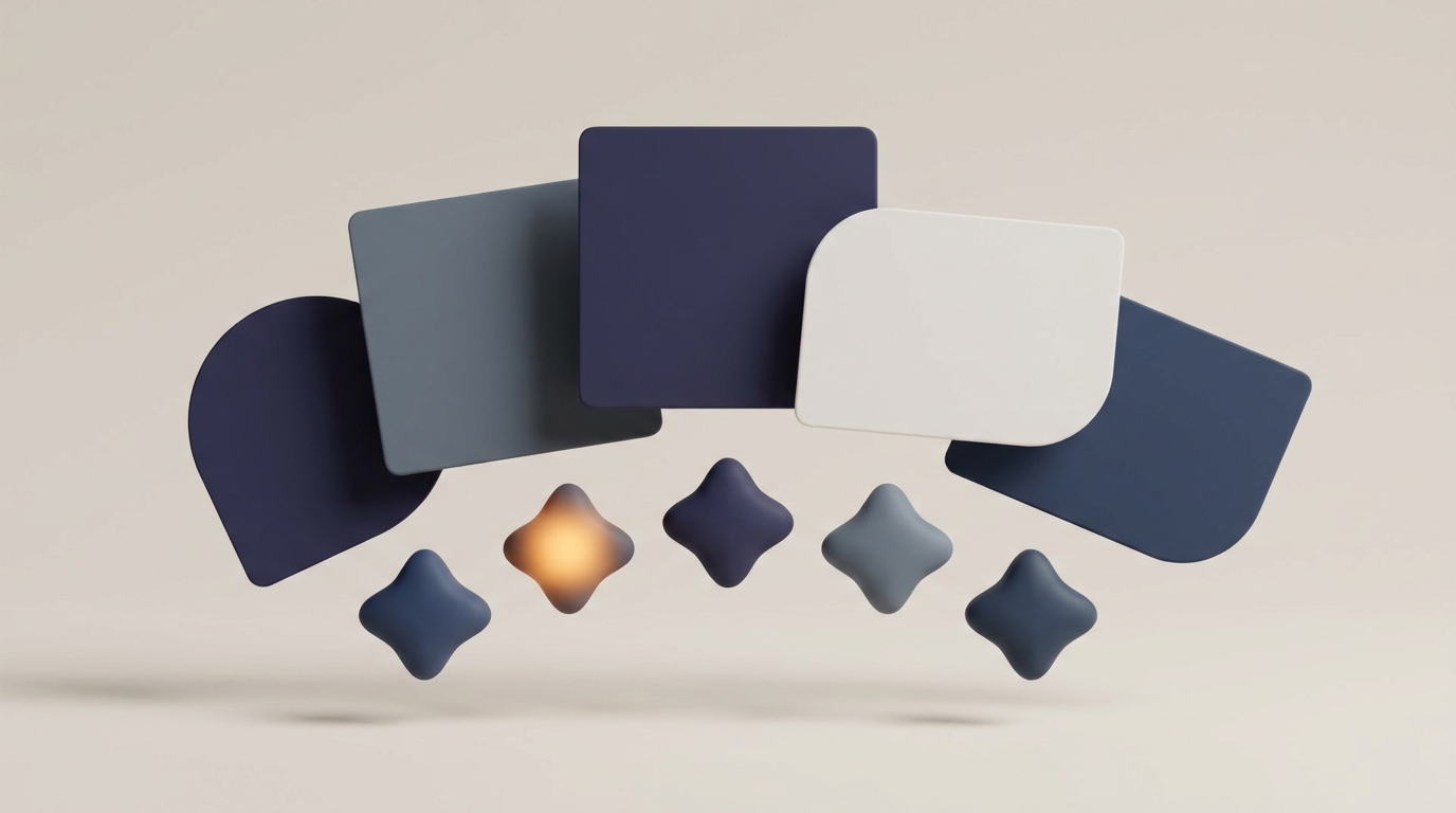 Five abstract star forms in an arc representing UserPro reviews