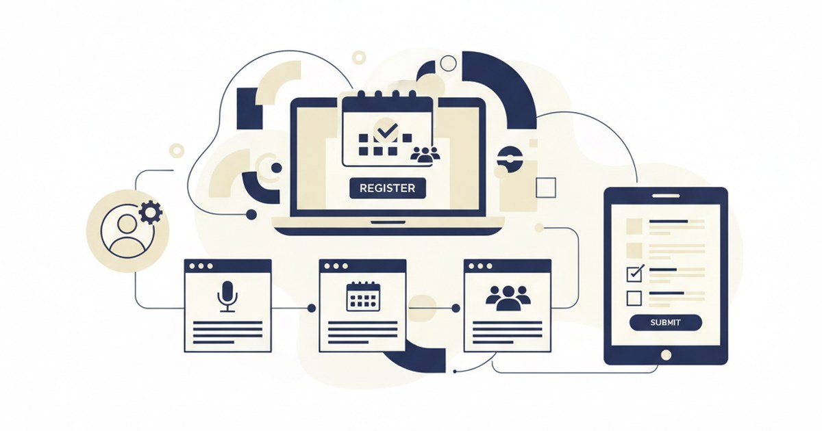 Editorial illustration supporting the article on wordpress event registration plugin.